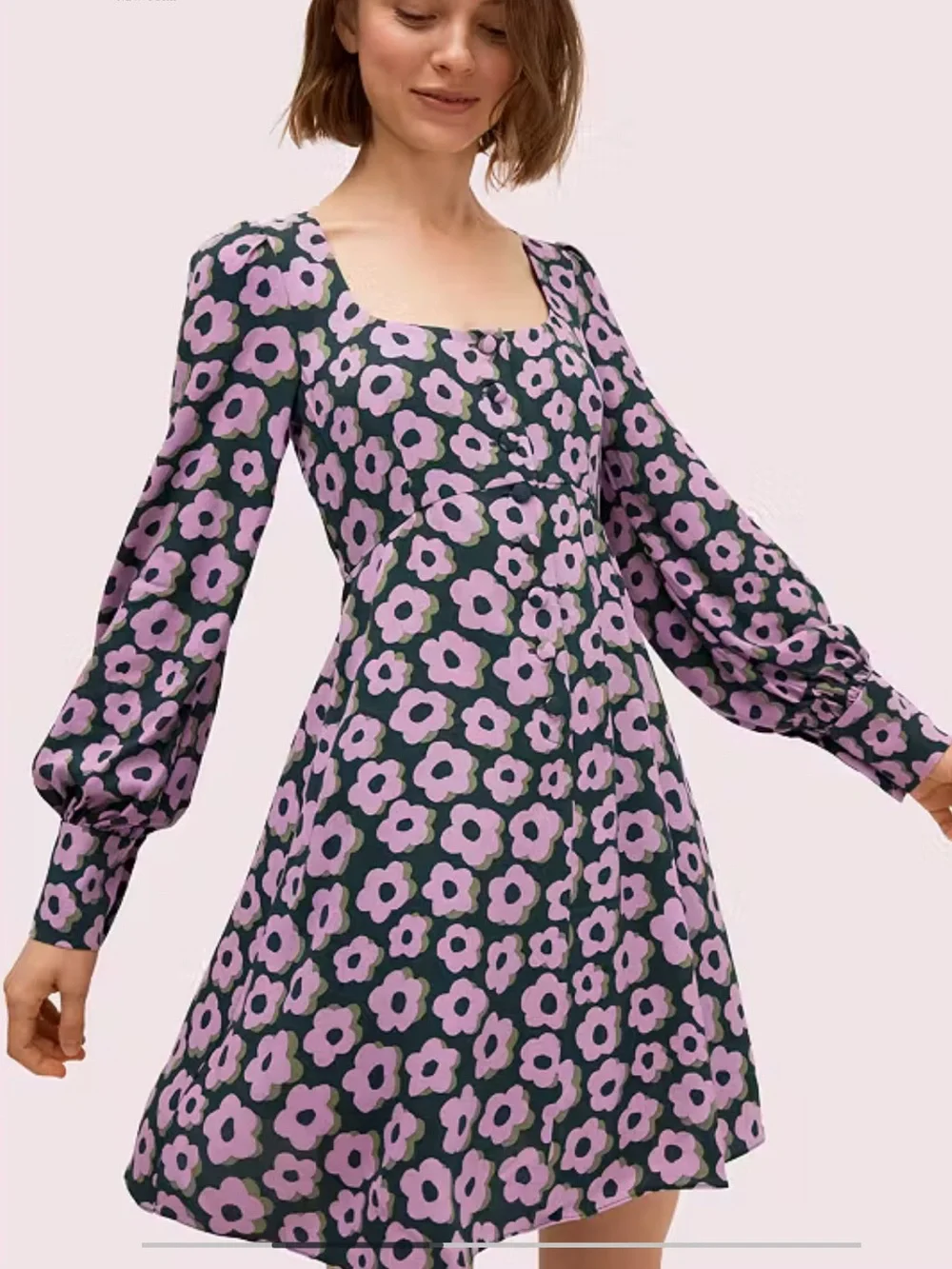 Kate Spade Flaire Flora Fluid Mini Dress in Lilac and Green Floral Print Size 2